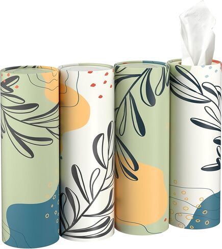 4 Pack Car Tissue Holder with 3-ply Facial Tissues Bulk, Moon Pattern Round Tube Tissue Box for Home Office Bathroom in Saudi Arabia