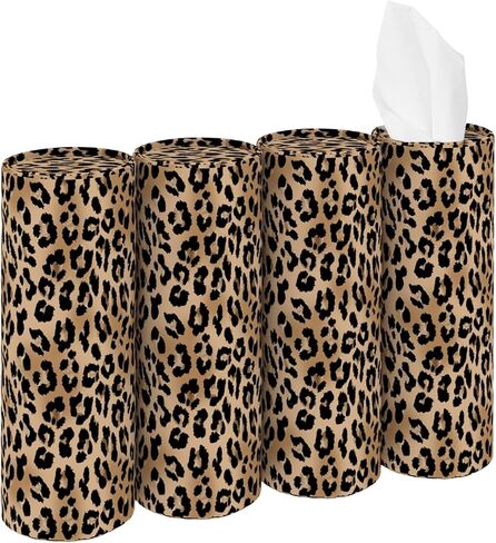 4 Pack Travel Tissue Cylinder Fit for Car Cup Holder, Tissue Holder Box with Facial Tissues, Leopard Print Car Accessories and Interier Decor in Kuwait