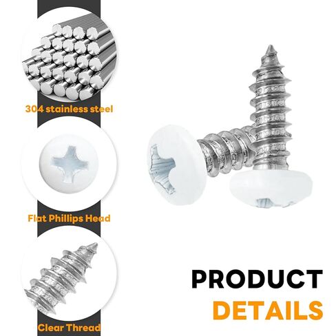 120 قطعة من البراغي البيضاء، #8 × 1/2 بوصة، براغي ذاتية التنصت بيضاء، براغي خشبية بيضاء، براغي خزانة من الفولاذ المقاوم للصدأ برأس صينية بيضاء من فيليبس للخشب، لوحات الحائط، رف الكتب (#8 × 1/2 بوصة) in Kuwait