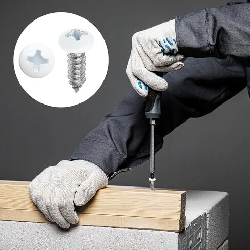 120 قطعة من البراغي البيضاء، #8 × 1/2 بوصة، براغي ذاتية التنصت بيضاء، براغي خشبية بيضاء، براغي خزانة من الفولاذ المقاوم للصدأ برأس صينية بيضاء من فيليبس للخشب، لوحات الحائط، رف الكتب (#8 × 1/2 بوصة) in Kuwait