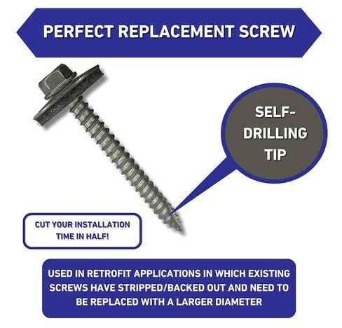 براغي السقف المعدنية EAGLE 1: #14 × 2.5 براغي سقف معدنية كبيرة الحجم (عدد 100)، طرف حاد من النوع 17، غسالة EPDM مقاس 1 بوصة/تتضمن مفك سداسي مغناطيسي مقاس 3/8 بوصة in Kuwait