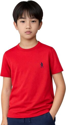 Fencing Embroidered T-Shirt for Boys– Red Tee with Fine Navy Stitching in Kuwait