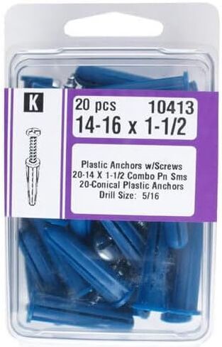 مثبت الغرب الأوسط 10413#14-16 × 1-1/2 بوصة مرساة بلاستيكية للجدران الجافة مع براغي - 20 في كل عبوة in Kuwait