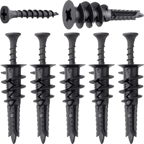 90 Pcs Self Drilling Drywall Anchors with Screws Kit, No Pre Drill Hole Required Wall Anchors for Drywall, Heavy Duty Drywall Anchors (Black) in Kuwait