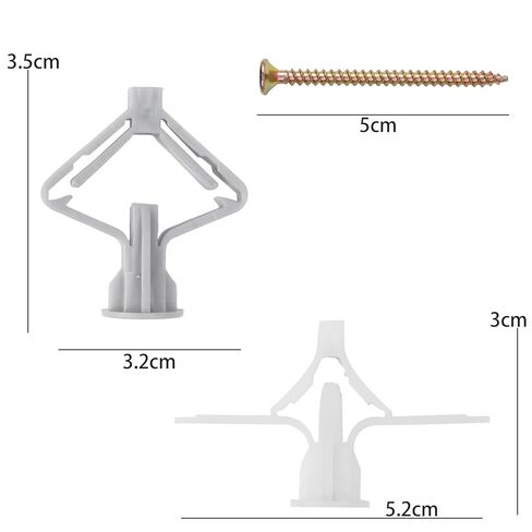 20set Aircraft Butterfly Gypsum Board Expansion Screws Hollow Wall Plasterboard Self-Drilling Plug Pipe Hardware Fixings Kit (White) in Saudi Arabia