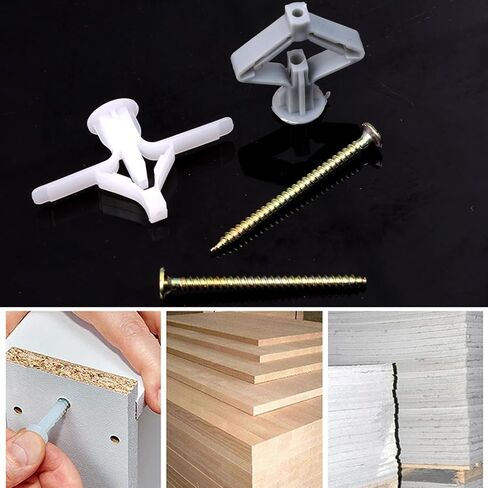 20set Aircraft Butterfly Gypsum Board Expansion Screws Hollow Wall Plasterboard Self-Drilling Plug Pipe Hardware Fixings Kit (White) in Saudi Arabia