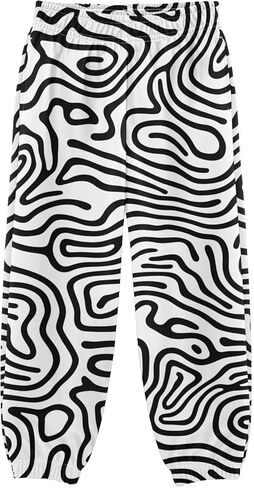 Kids Athletic Pants Abstract Line Print, Casual Sweatpants Jogger with Pockets for Boy Girl 3T in Kuwait