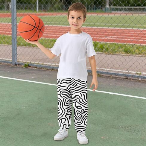 Kids Athletic Pants Abstract Line Print, Casual Sweatpants Jogger with Pockets for Boy Girl 3T in Kuwait