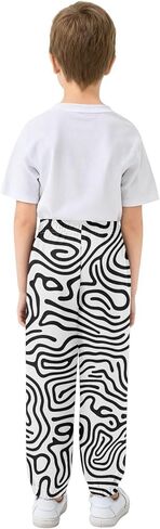 Kids Athletic Pants Abstract Line Print, Casual Sweatpants Jogger with Pockets for Boy Girl 3T in Kuwait