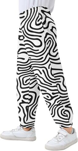 Kids Athletic Pants Abstract Line Print, Casual Sweatpants Jogger with Pockets for Boy Girl 3T in Kuwait