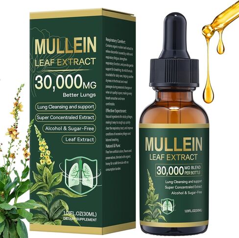 قطرات بيرتا مولين للرئتين، تطهير الرئة - مستخلص أوراق الشجر، مولين قوي لدعم المناعة ودعم الجهاز التنفسي وتنظيف الرئة، مكملات عشبية - 1.01 أونصة سائلة in Kuwait