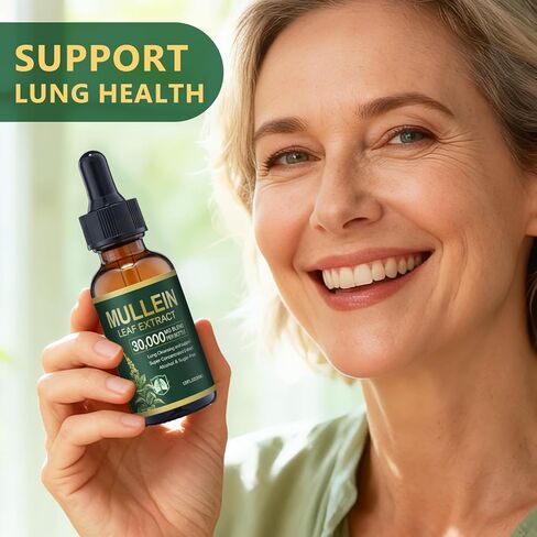 قطرات بيرتا مولين للرئتين، تطهير الرئة - مستخلص أوراق الشجر، مولين قوي لدعم المناعة ودعم الجهاز التنفسي وتنظيف الرئة، مكملات عشبية - 1.01 أونصة سائلة in Kuwait