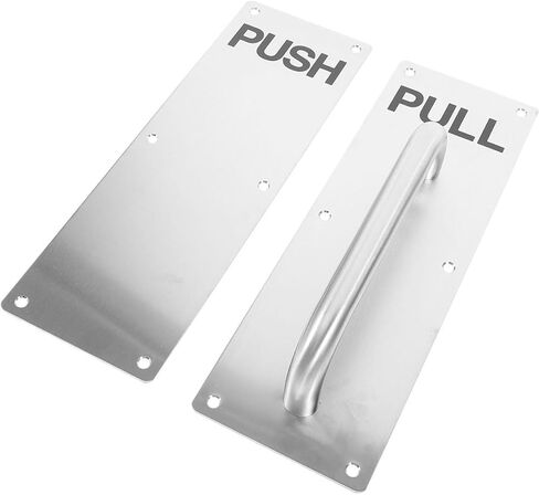 Mobestech Commercial Stainless Steel 304 Push Pull Door Handle Set with Security Lock Plate for Sliding and Fire Doors for Barn Room and Corridor Use in Saudi Arabia