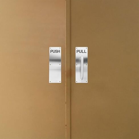 Mobestech Commercial Stainless Steel 304 Push Pull Door Handle Set with Security Lock Plate for Sliding and Fire Doors for Barn Room and Corridor Use in Saudi Arabia