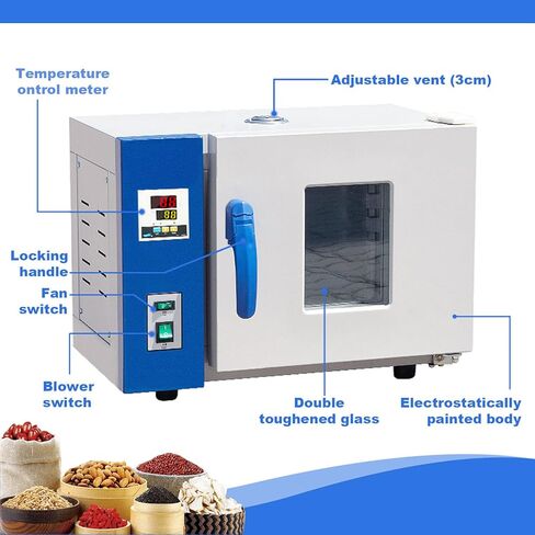 Lab Forced Air Convection Drying Oven,600w Blast Drying Oven With Intelligent Digital Display Pid Temperature Controller & Dual Layer Tempered Glass Window,for Heat Treatment,Galvanized in Saudi Arabia