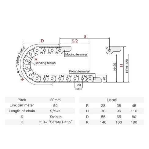 1meter Semi-Enclosed Cable Chain Wire Transmission Carrier Plastic Drag Towline for Cutting(38mm,15x30mm) in Saudi Arabia