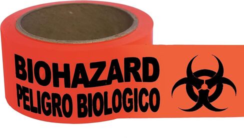 ChromaLabel 2 بوصة Biohazard Peligro Biologico Spanish Biohazard تحذير شريط تحذير للسلامة، شريط PVC لاصق دائم مقاوم للطقس عالي الوضوح، لفة 55 ياردة، أحمر برتقالي فلوري in Saudi Arabia