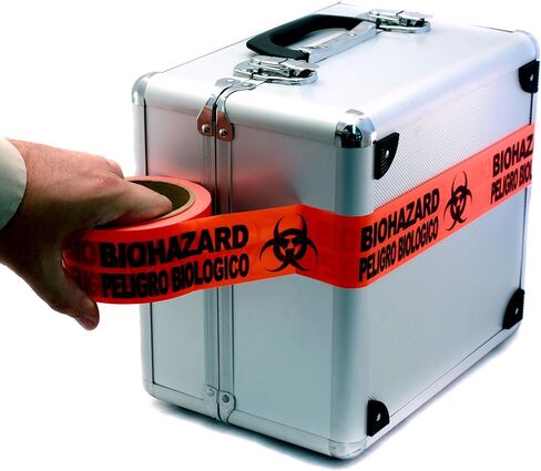ChromaLabel 2 بوصة Biohazard Peligro Biologico Spanish Biohazard تحذير شريط تحذير للسلامة، شريط PVC لاصق دائم مقاوم للطقس عالي الوضوح، لفة 55 ياردة، أحمر برتقالي فلوري in Saudi Arabia