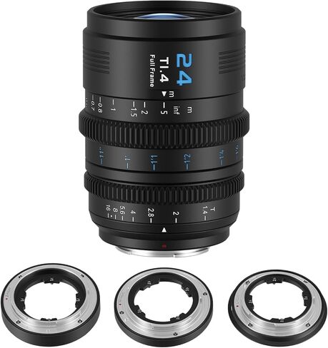 SIRUI VP-1 Vision Prime 1 24 مم T1.4 عدسة سينمائية كاملة الإطار، عدسة سينمائية بتركيز يدوي مع حامل E مثبت مسبقًا، حوامل L/RF/Z قابلة للتبديل (أسود) in Saudi Arabia