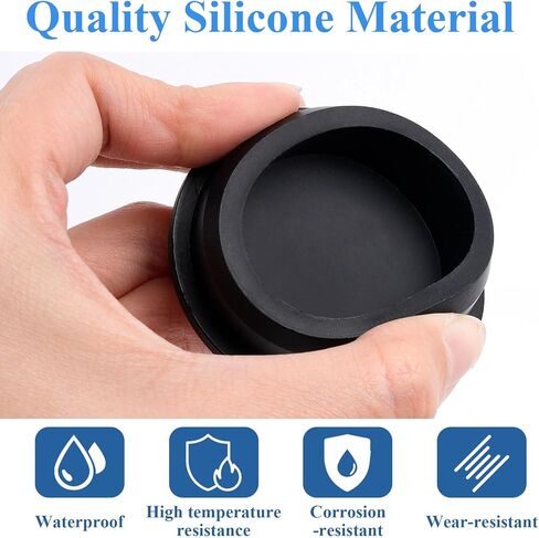 10 Pcs Silicone Rubber Plug for 2 Inch Round Holes, T-Shaped Rubber Stoppers Waterproof Flexible Tube Plugs, Snap-On Bottle Seal Plugs Tube Pipe End Covers Caps Inserts, Black in Saudi Arabia