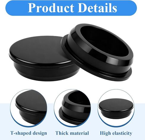10 Pcs Silicone Rubber Plug for 2 Inch Round Holes, T-Shaped Rubber Stoppers Waterproof Flexible Tube Plugs, Snap-On Bottle Seal Plugs Tube Pipe End Covers Caps Inserts, Black in Saudi Arabia