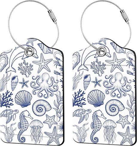 2 Pcs Funny Cat Luggage Tags for Suitcase, Leather Luggage Tags Cute, Privacy Cover ID Label with Stainless Steel Loop & Address Card, Cute Cat Travel Bag Tag Luggage Accessories for Suitcases in Saudi Arabia