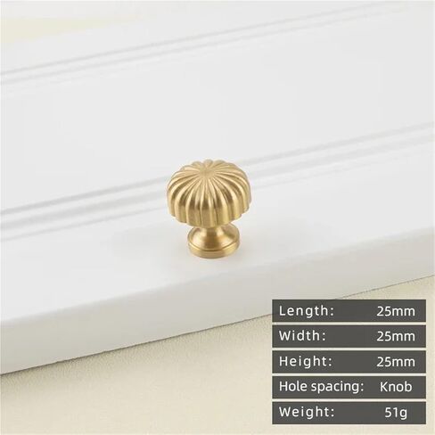 Solid Brass Cabinet Pull Handle Drawer Gold Door 1Pcs(18-L-25mm) in Kuwait