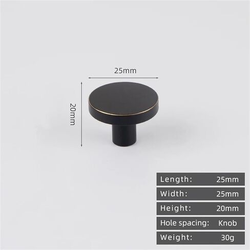 Solid Brass Plain Cabinet Wardrobe Drawer Brushed Handle Furnitur Antique 1Pcs(25mm-Black) in Saudi Arabia