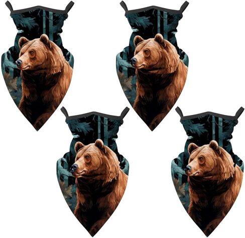 4 Pack Bear Neck Gaiter Face Scarf Cover Sun Protection Balaclava Cloth Bandanas with Ear Loops in Saudi Arabia