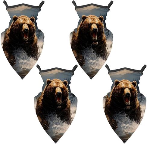 4 Pack Bear Neck Gaiter Face Scarf Cover Sun Protection Balaclava Cloth Bandanas with Ear Loops in Saudi Arabia