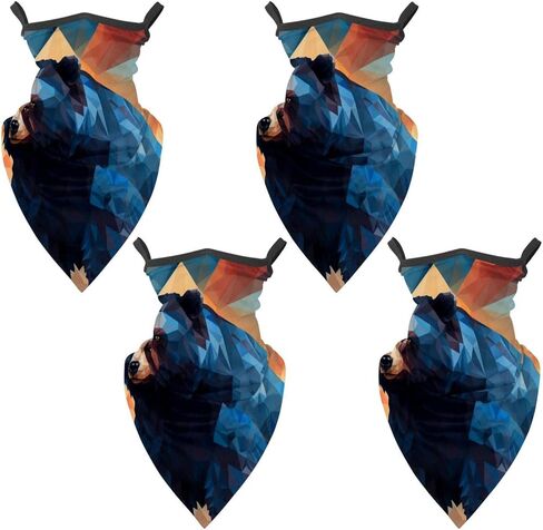 4 Pack Bear Neck Gaiter Face Scarf Cover Sun Protection Balaclava Cloth Bandanas with Ear Loops in Saudi Arabia