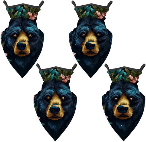 4 Pack Bear Neck Gaiter Face Scarf Cover Sun Protection Balaclava Cloth Bandanas with Ear Loops in Saudi Arabia