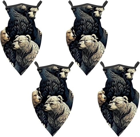 4 Pack Bear Neck Gaiter Face Scarf Cover Sun Protection Balaclava Cloth Bandanas with Ear Loops in Saudi Arabia