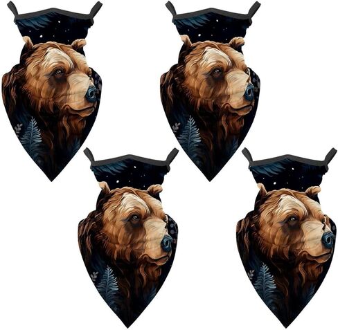 4 Pack Bear Neck Gaiter Face Scarf Cover Sun Protection Balaclava Cloth Bandanas with Ear Loops in Saudi Arabia