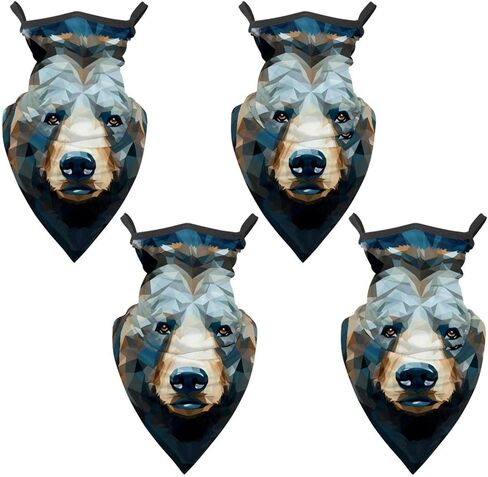 4 Pack Bear Neck Gaiter Face Scarf Cover Sun Protection Balaclava Cloth Bandanas with Ear Loops in Saudi Arabia