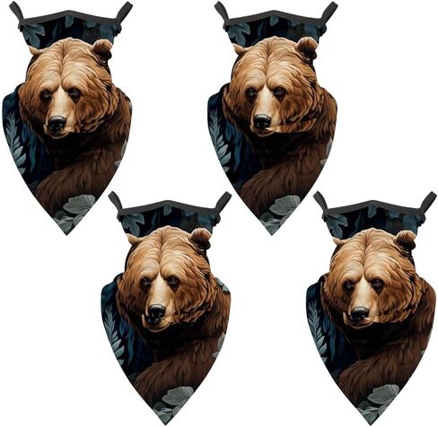 4 Pack Bear Neck Gaiter Face Scarf Cover Sun Protection Balaclava Cloth Bandanas with Ear Loops in Saudi Arabia