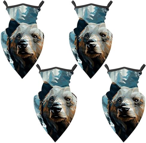 4 Pack Bear Neck Gaiter Face Scarf Cover Sun Protection Balaclava Cloth Bandanas with Ear Loops in Saudi Arabia