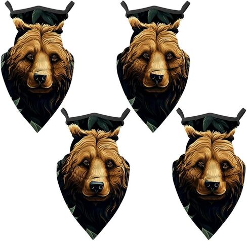 4 Pack Bear Neck Gaiter Face Scarf Cover Sun Protection Balaclava Cloth Bandanas with Ear Loops in Saudi Arabia