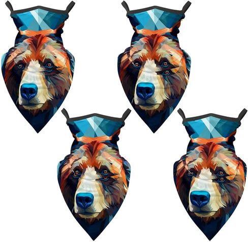 4 Pack Bear Neck Gaiter Face Scarf Cover Sun Protection Balaclava Cloth Bandanas with Ear Loops in Saudi Arabia
