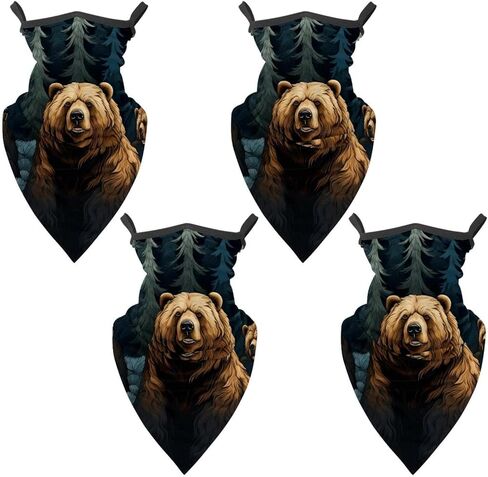 4 Pack Bear Neck Gaiter Face Scarf Cover Sun Protection Balaclava Cloth Bandanas with Ear Loops in Saudi Arabia