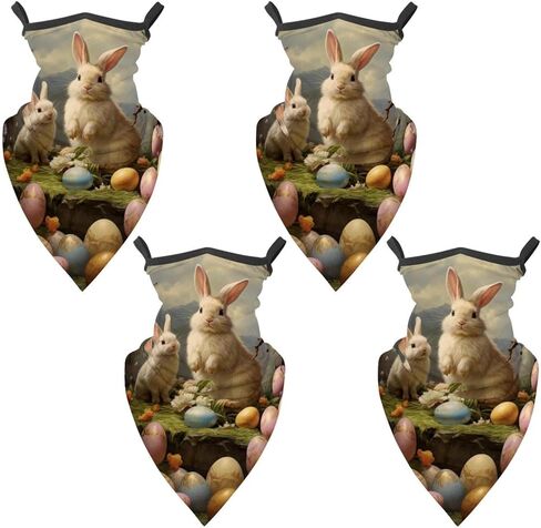 4 Pack Easter Neck Gaiter Face Scarf Cover Sun Protection Balaclava Cloth Bandanas with Ear Loops in Saudi Arabia