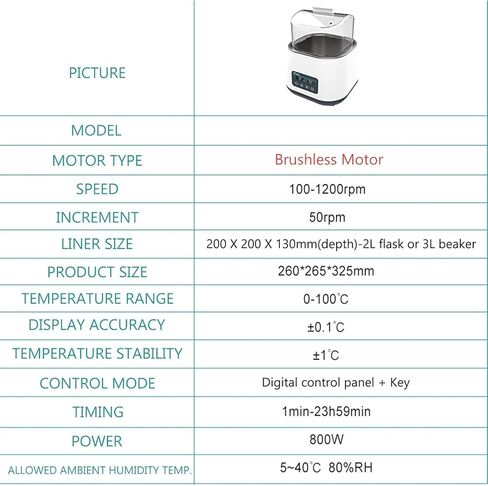Magnetic Stirring Water Bath, Digital Lab Water Bath Pot, Speed ​​100-1200rpm, Built-in Heating Tube, Stainless Steel Lining, Can Place 3L Flasks or 2L Beakers, for Lab in Kuwait