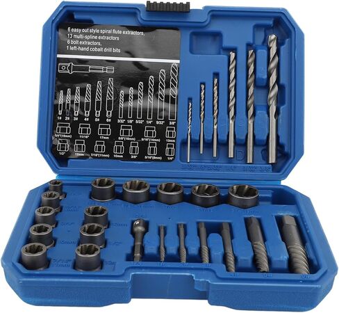 26PCS Nut Removal Tools, 40Cr Spiral Screw Extractor Multi Spline Nut Remover Set with Left Hand Drill Bit, for Roof Maintenance Repair Workshops Machinery in Saudi Arabia