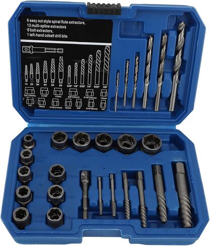 26PCS Nut Removal Tools, 40Cr Spiral Screw Extractor Multi Spline Nut Remover Set with Left Hand Drill Bit, for Roof Maintenance Repair Workshops Machinery in Saudi Arabia