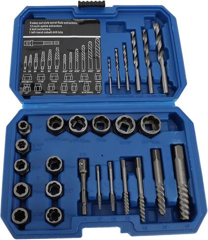 26PCS Nut Removal Tools, 40Cr Spiral Screw Extractor Multi Spline Nut Remover Set with Left Hand Drill Bit, for Roof Maintenance Repair Workshops Machinery in Saudi Arabia