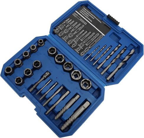 26PCS Nut Removal Tools, 40Cr Spiral Screw Extractor Multi Spline Nut Remover Set with Left Hand Drill Bit, for Roof Maintenance Repair Workshops Machinery in Saudi Arabia