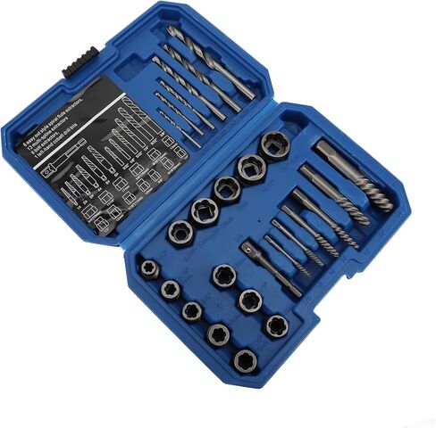 26PCS Nut Removal Tools, 40Cr Spiral Screw Extractor Multi Spline Nut Remover Set with Left Hand Drill Bit, for Roof Maintenance Repair Workshops Machinery in Saudi Arabia