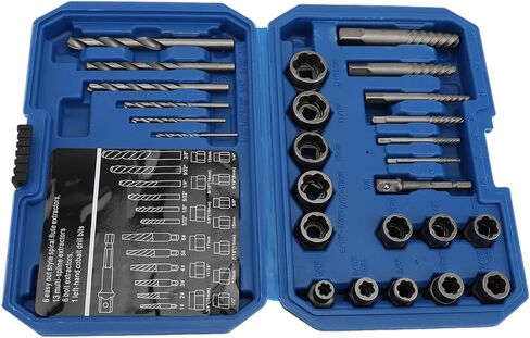 26PCS Nut Removal Tools, 40Cr Spiral Screw Extractor Multi Spline Nut Remover Set with Left Hand Drill Bit, for Roof Maintenance Repair Workshops Machinery in Saudi Arabia