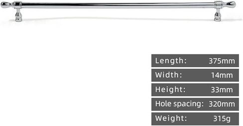 الكروم الفضة الصلبة النحاس الكرة درج خزانة مقبض طويل 1 قطعة (1282-320) in Kuwait