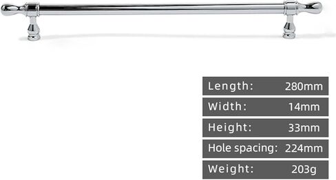 الكروم الفضة الصلبة النحاس الكرة درج خزانة مقبض طويل 1 قطعة (1282-224) in Kuwait